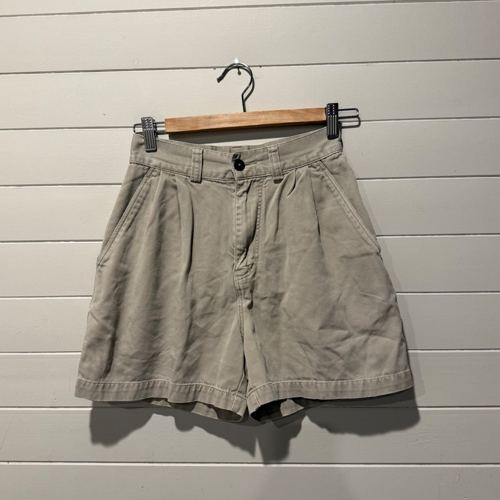 Patagonia Pleated Chino Shorts Womens 4 Khaki Tan High Rise Utility Vintage